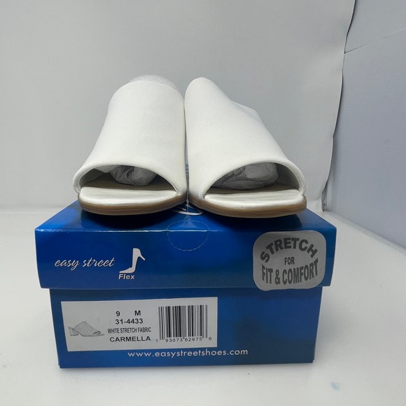 Easy Street Carmella Slip On Heels inWhite Stretch Fabric‎ Size 9 M New - Picture 3 of 7
